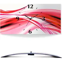 ARTland Wanduhre, gebogen Funkuhr - schwarzer Zeiger Schöne pinke Welle - Abstrakt Größe: 50x25 cm