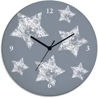 ARTland Glas Wanduhr Funkuhr - schwarzer Zeiger Sterne auf grau Größe: 30x30 cm