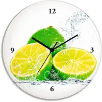 ARTland Glas Wanduhr Funkuhr - schwarzer Zeiger Limette mit Spritzwasser Größe: 30x30 cm