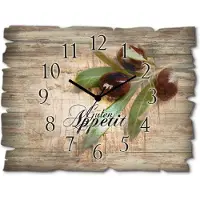 ARTland Holz Wanduhr Quarzuhr - schwarzer Zeiger Oliven Guten Appetit Größe: 40x30 cm