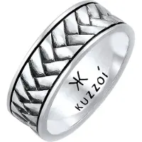 KUZZOI Silberring "Ring Herren Bandring Used Vintage Retro 925 Silber" Gr. 56, schwarz, Fingerringe, Herren, 56, Silber 925 (Sterlingsilber), Silberring