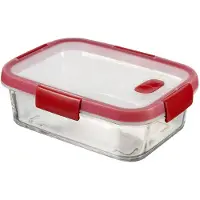 Keter CURVER SMART COOK, Frischhaltedose Glas, Deckel mit Ventil, Clipbox aus hitzebeständigem Borosilikatglas, für anhaltende Qualität, Volumen: 0,9 Liter