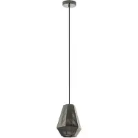 Eglo Pendelleuchte Chiavica, Hängelampe Industrial, Vintage,, Hängeleuchte aus Stahl in Nickel-Schwarz, Esstischlampe, Wohnzimmerlampe, E27, Ø 20,5 cm