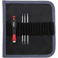 Wiha Schraubendreher mit Wechselklingen Set SYSTEM 4 Schlitz, Phillips, 5-teilges Set mit Rolltasche - 00613