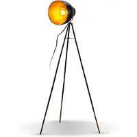 B.K.Licht Stehlampe - Schalter, schwenkbar, E27 Fassung, max. 40W, Schwarz-Gold