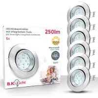 B.K.Licht LED Einbauleuchte "Hila", grau (nickelfarben), 6, H: 7cm, 6 Stk., Leuchten, LED Einbaustrahler schwenkbar inkl. 3W 250 Lumen GU10 3.000K 6er SET, LED Einbauleuchte