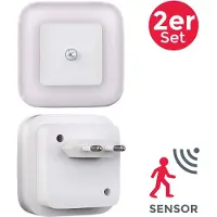 B.K.Licht LED Nachtlicht "Start", weiß, H: 6,5cm, 2 Stk., Leuchten, Nachtleuchte, Flurlicht, Bewegungsmelder, Dämmerungssensor, 2er SET, LED Nachtlicht