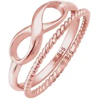 Elli Ring-Set "Ring Infinity Bandring Gedreht Stapelring Set 925 Silber" Gr. 56, rosa (rosegold), Fingerringe, Damen, 56, ohne Stein, Silber 925 (Sterlingsilber), 5mm, Ring-Set