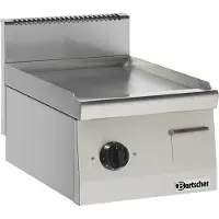 Bartscher Griddleplatte 600, B400, glatt, Glatte Griddleplatte mit Fettauffangbehälter, 1 Stück