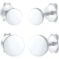 Elli Ohrstecker-Set "Ohrringe Disc Plättchen Kreis Basic 2er Set 925 Silber", silber, Ohrringe, Damen, ohne Stein, Silber 925 (Sterlingsilber), Ohrstecker-Set