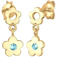 Elli Paar Ohrstecker "Ohrringe Kinder Ohrhänger Blume Blüte Kristall 925 Silber" Gr. 15, gold, Ohrringe, Damen, 15,mit Stein, Silber 925 (Sterlingsilber), Paar Ohrstecker