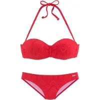 Buffalo Bügel-Bandeau-Bikini "Romance", Damen, Gr. 36, Cup C, rot, Polyamid, strukturiert, unifarben, Bikini-Sets Bügel-Bandeau-Bikini, aus Strukturware
