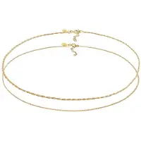 Elli Ketten-Set PREMIUM "Halskette Choker Kordelkette Veneziakette (2 tlg) 925 Silber" Gr. 36, gold, Halsketten, Damen, ohne Stein, Silber 925 (Sterlingsilber), Ketten-Set
