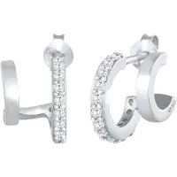 Elli Paar Ohrstecker "Ohrringe Creolen Doppel Zirkonia Stecker 925 Silber" Gr. 14, silber, Ohrringe, Damen, 14,mit Stein, Silber 925 (Sterlingsilber), Paar Ohrstecker