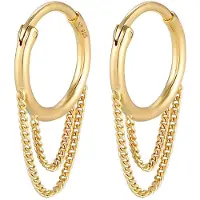 Elli Paar Ohrhänger "Ohrringe Ohrhänger Creole Panzer Ketten Glieder 925 Silber" Gr. 21, gold, Ohrringe, Damen, 21, ohne Stein, Silber 925 (Sterlingsilber), Paar Ohrhänger