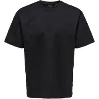 Only & Sons T-Shirt "ONSFRED LIFE RLX SS TEE NOOS", Herren, Gr. L, schwarz, Single Jersey, Obermaterial: 100% Baumwolle, unifarben, bequem normal, Rundhals, Shirts T-Shirt