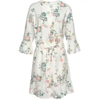 Vivance Kimono DREAMS, Damen, Gr. 36/38, beige (ecru, allover, geblümt), Baumwoll-Mix, bedruckt, Kurzform, Hausmäntel Kimono, mit Volants