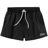s.Oliver Badeshorts , Herren, Gr. XL (54/56), N-Gr, schwarz, Microfaser, Microfaser, Polyester, kontrastfarbene Details, unifarben, Badehosen Badeshorts, mit komplementärem Farbdesign