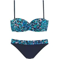 LASCANA Bügel-Bandeau-Bikini , Damen, Gr. 40, Cup B, grün (türkis, bedruckt), Polyamid, bedruckt, Bikini-Sets Bügel-Bandeau-Bikini, im Animaldesign