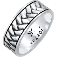 KUZZOI Silberring "Ring Herren Bandring Used Vintage Retro 925 Silber" Gr. 60, schwarz, Fingerringe, Herren, 60, Silber 925 (Sterlingsilber), Silberring