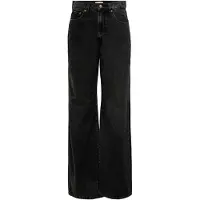 ONLY High-waist-Jeans "ONLHOPE HW WIDE DNM REA129 NOOS", Damen, Gr. 30, Länge 30, schwarz (schwarz denim), Denim/Jeans, Obermaterial: 100% Baumwolle, unifarben, lang, Jeans High-waist-Jeans, Baumwolle