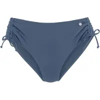 LASCANA Bikini-Hose "Malia", Damen, Gr. 38, N-Gr, blau (marine), Microfaser, Microfaser, Polyamid, unifarben, Badehosen Bikini-Hose, mit seitlicher Raffung mit tropischem Print