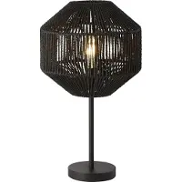 Searchlight Schwarze Tischlampe Wicker