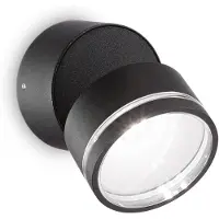 Ideal Lux Omega Round LED-Wandlampe 4.000K schwarz