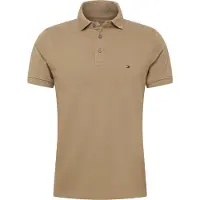 Tommy Hilfiger Poloshirt "1985 SLIM POLO", Herren, Gr. S, beige (woodridge), Piqué, Obermaterial: 96% Baumwolle, 4% Elasthan, Shirts Poloshirt, Markenstickerei, aus Baumwoll-Piqué