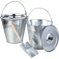 Westfalia 5-teiliges Zinkeimer-Set, 10L & 14L, rostfrei, mit Deckel und Schaufel