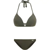Bruno Banani Triangel-Bikini , Damen, Gr. 36, Cup A, grün (oliv), Polyamid, unifarben, Bikini-Sets Triangel-Bikini, mit Zierbändern
