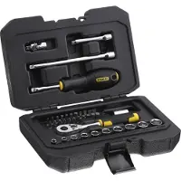 Stanley Steckschlüssel-Set STANLEY 38-teilig 1/4" mit Ratsche und Bits