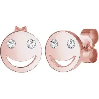 Elli Paar Ohrstecker "Ohrringe mit Smiling Face 925 Silber, mit Kristallen von Swarovski", rosa (rosegold), Ohrringe, Damen, Silber 925 (Sterlingsilber), Paar Ohrstecker