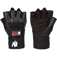Gorilla wear Dallas Wrist Wrap Gloves schwarz mit roten Nähten S
