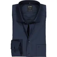 Olymp Businesshemd "Luxor modern fit", Herren, Gr. 48, N-Gr, blau (nachtblau), Web, Obermaterial: 100% Baumwolle, modern fit, Hemden Businesshemd