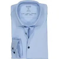 Olymp Businesshemd "No. Six 24/Seven super slim", Herren, Gr. 46, N-Gr, blau (hellblau), Web, Obermaterial: 92% Baumwolle, 8% Elasthan, sehr schmal, Hemden Businesshemd, in bequemer Jersey-Qualität