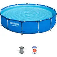 Bestway Steel Pro Frame Pool-Set mit Filterpumpe Ø 396 x 84 cm, blau, rund