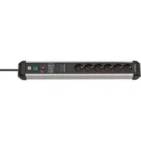 Pricenet Brennenstuhl 1391010600, 3 m, Drinnen, Abgewinkelt, IP20, Schwarz, Silber, 6 AC-Ausgänge