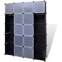 vidaXL Modularer Schrank mit 14 Fächern schwarz/weiß 37x146x180,5cm
