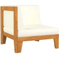 vidaXL Modular-Ecksofa mit Cremeweißen Kissen Akazie Massivholz