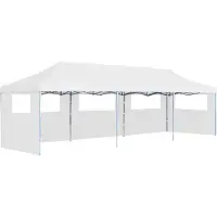 vidaXL Pop-Up Partyzelt Faltbar mit 5 Seitenwänden 3x9 m Weiß