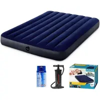 Intex Classic Dura-Beam - Luftmatratze - Doppelt - Mit Reparaturset und Handpumpe - 203x152x25 cm - PVC - Blau