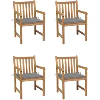 vidaXL Gartenstühle 4 Stk. mit Grauen Kissen Massivholz Teak