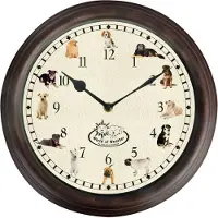 Esschert Design | Wanduhren mit Hundegeräuschen - 30 cm - Runde Form - Dekorativ und Einzigartig