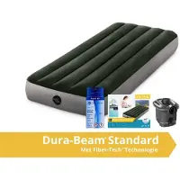Intex Prestige Downy - Luftmatratze - Einzel - Mit Batteriepumpe und Reparaturset - 191x99x25 cm - PVC - Grün