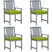 vidaXL Gartenstühle mit Kissen 4 Stk. Grau Massivholz Akazie