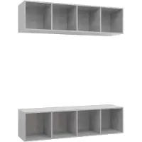 Möbelando TV-Board "Harpstedt" aus Spanplatte in Betongrau. Abmessungen (B/H/T) 37x142x37 cm
