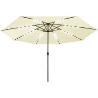 vidaXL Sonnenschirm mit LED-Beleuchtung 400 cm Sandweiß