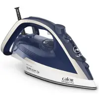 Calor FV6812C0, Trocken- & Dampfbügeleisen, Edelstahl-Bügelsohle, 2 m, 260 g/min, Blau, Weiß, 50 g/min