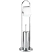 Wenko WC-Garnitur "Vasto", silber (silberfarben), B:22cm H:81cm, Edelstahl, Reinigungsbürsten, WC-Garnitur, Edelstahl rostfrei
